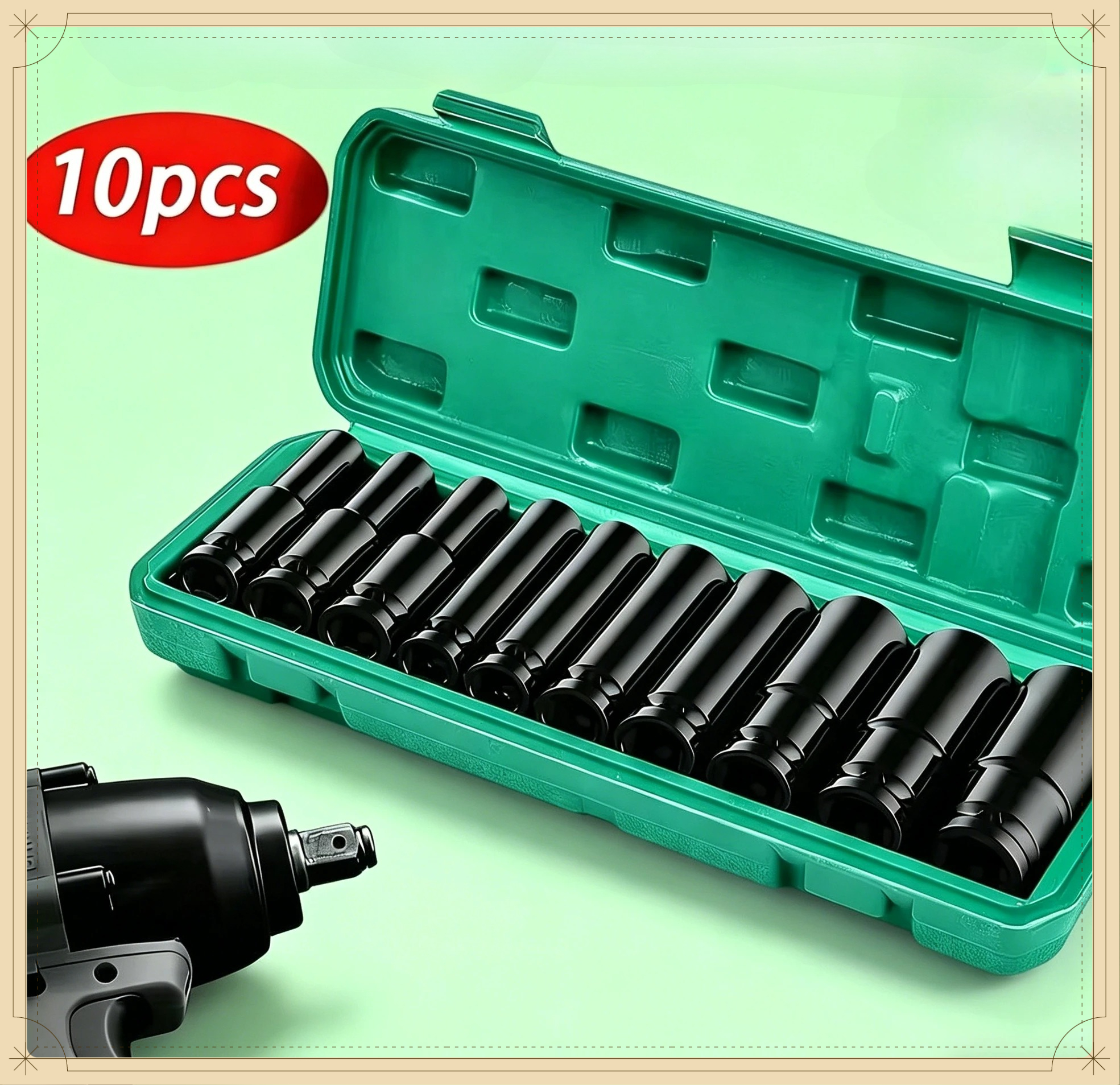 Pneumatic Impact Wrench - 10PCS Metric Impact Socket Wrench Set