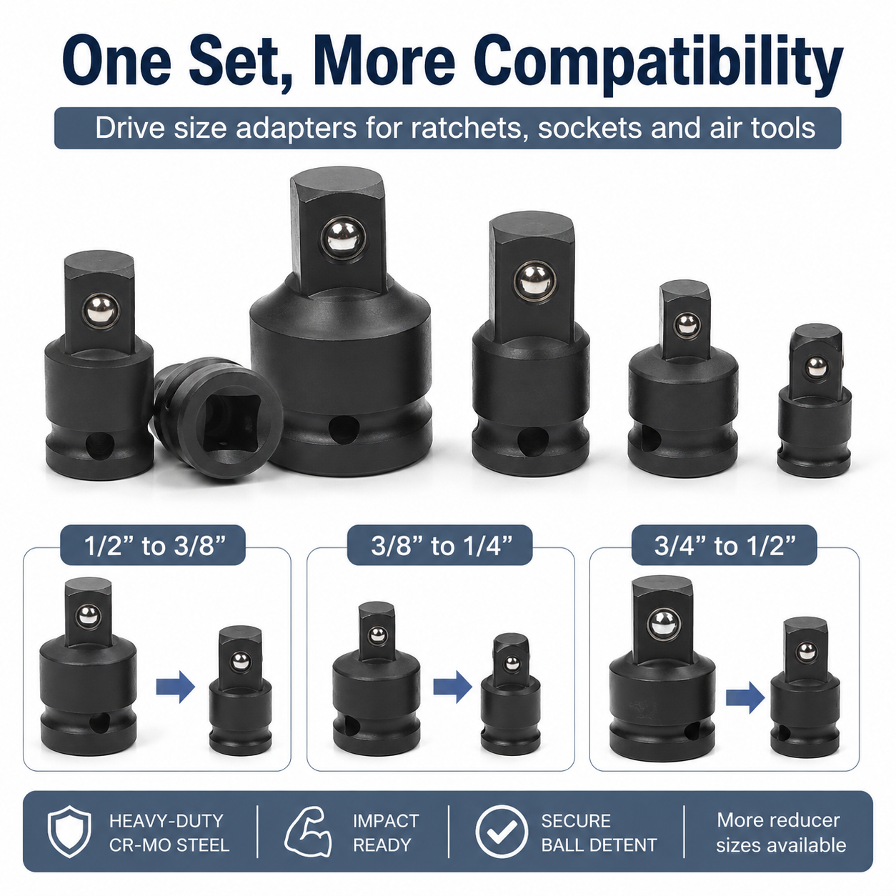 Socket Adapter Reducer Set 1/2 - Pneumatic Impact Wrench incelemesi ve fiyatı