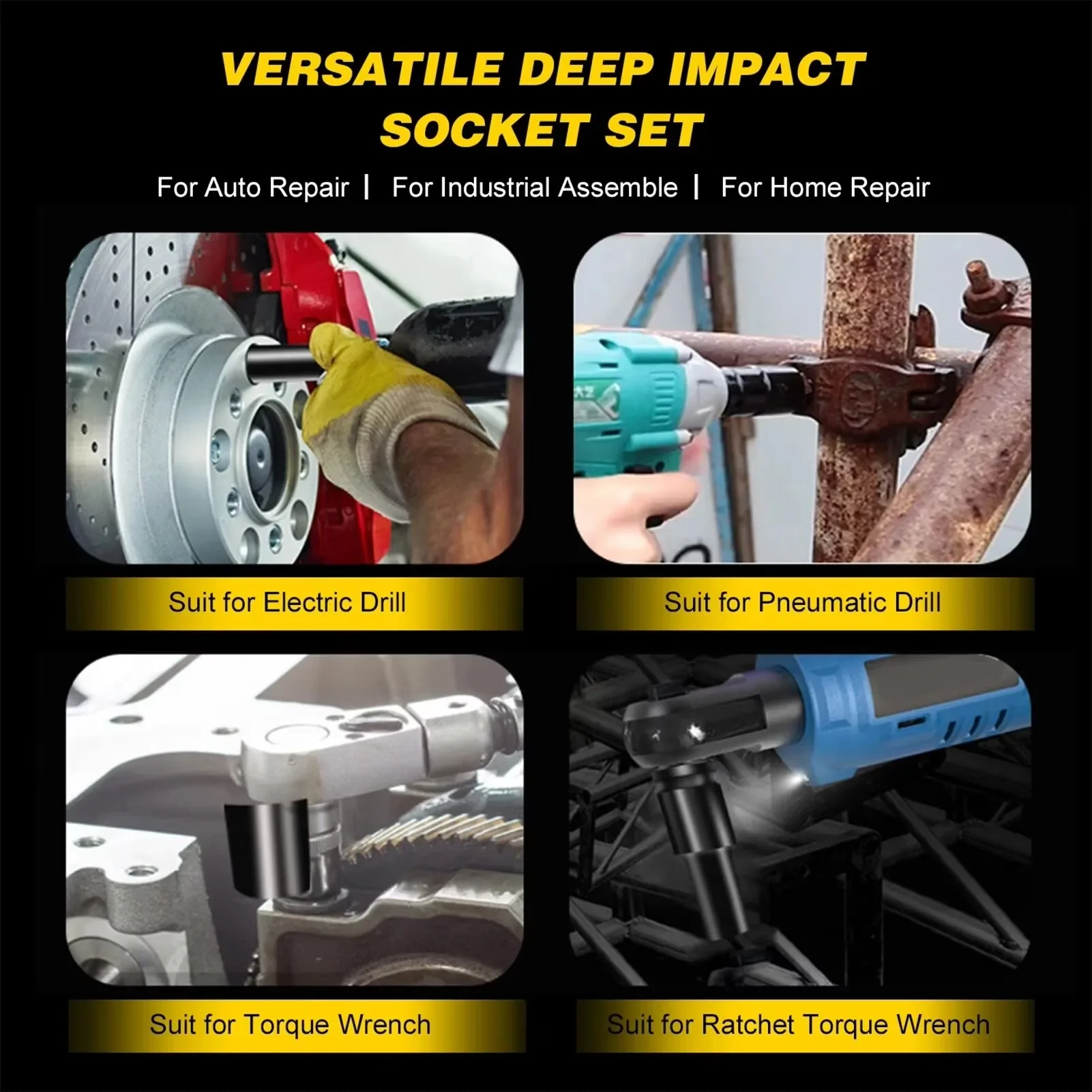 10PCS Metric Impact Socket Wre - Pneumatic Impact Wrench incelemesi ve fiyatı